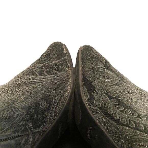 Zigi Soho Boots Womens 10 Chunky Heel Velvet Embossed Booties Bohemian Festival - Picture 8 of 12